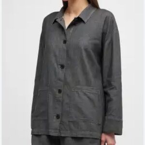 Eileen Fisher Womens Button Down Organic Cotton Twill Shirt Size XL Classic